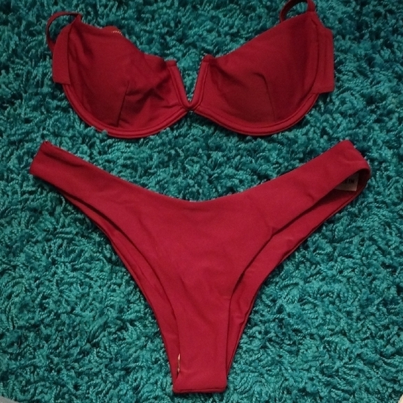 New Burgundy 2 Piece Bikini - Picture 1 of 5